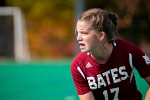 First-year Jesse Moriarty scored Bates’ only goal against Bowdoin. (PHYLLIS GRABER JENSEN/BATES COLLEGE)