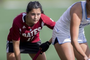 Taylor Lough ‘19 gets ready to score her 10th goal of the season in loss to Middlebury. PHYLLIS GRABER JENSON/BATES COLLEGE