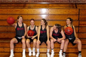 Senior members of the women’s basketball team share a laugh and are excited about the upcoming season. OLIVIA GILBERT/THE BATES STUDENT